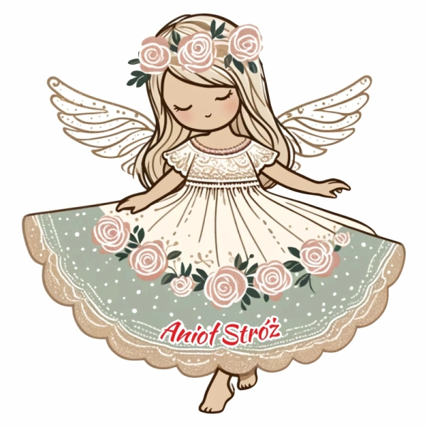 Drewniany magnes anioł N8