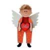 pomarańczowy aniołek chłopczyk z włosami z futerka