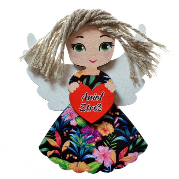 Drewniany magnes aniołek - K1