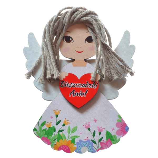 Drewniany magnes aniołek - K4