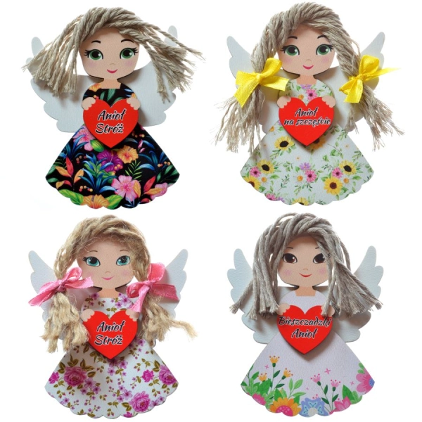 Drewniany magnes aniołek - MIX KOLORÓW