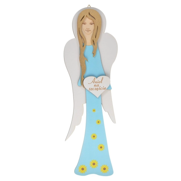 Aniołek DŁUGI malowany zawieszka z kwiatkami