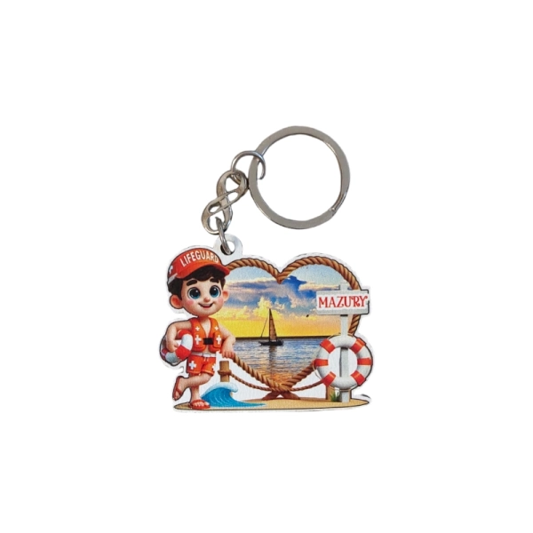 Drewniany brelok Ratownik z ramką N2