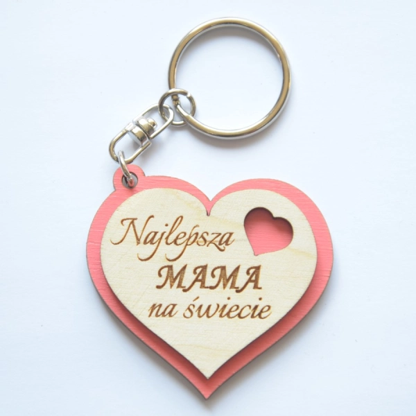 Breloczek do kluczy, SERCE DLA MAMY, Breloczek do kluczy w kształcie serca, serce z grawerem