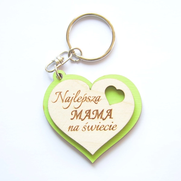 Breloczek do kluczy, SERCE DLA MAMY, Breloczek do kluczy w kształcie serca, serce z grawerem