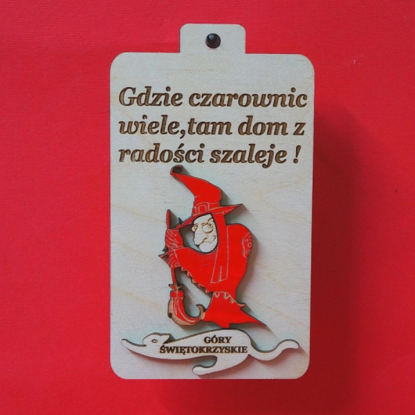 Czarownica zawieszka drewniana deska pamiątka regionalna