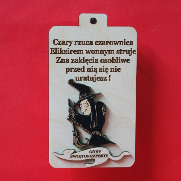 Zawieszka pamiątka regionalna drewniana deska czarownica