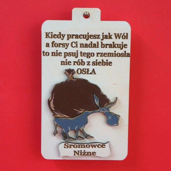 Pamiątka drewniana deska z osłem