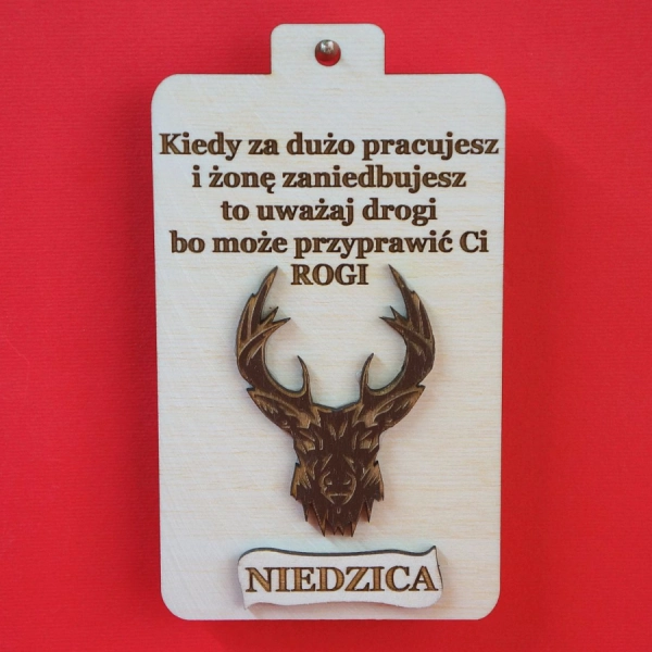 Pamiątka drewniana deska zawieszka rogi