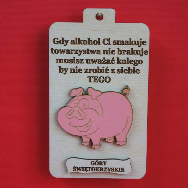 Pamiątka drewniana deska zawieszka świnka