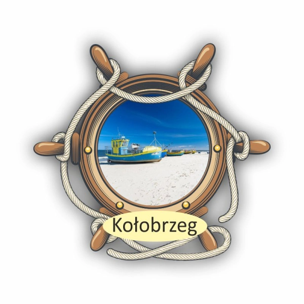 magnes znad morza, magnes koło sterowe, koło sterowe magnes, pamiątki znad morza, magnes nad jezioro, drewniany magnes,