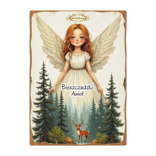 Magnes kora prostokątna z aniołem - jeleń