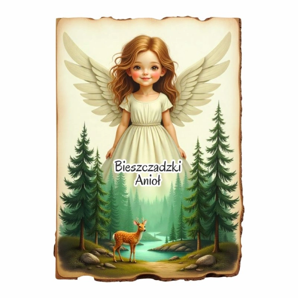 Magnes kora prostokątna z aniołem - jeleń N2