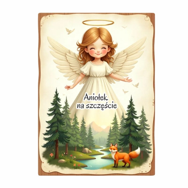 Magnes kora prostokątna z aniołem - lis