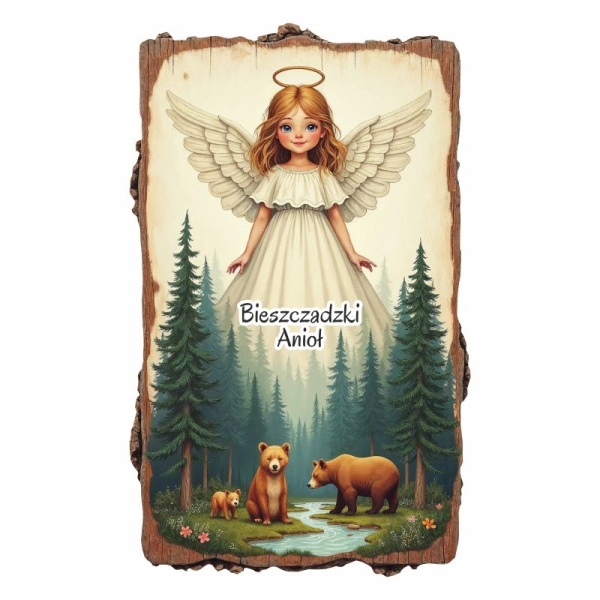 Magnes kora prostokątna z aniołem - niedźwiedź