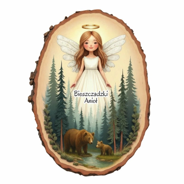 Magnes kora owalna z aniołem - niedźwiedź