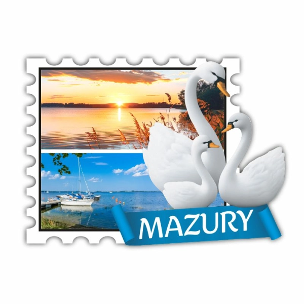 Drewniany magnes mix widoków - łabędzie