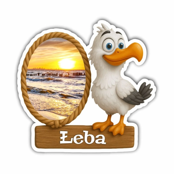 Drewniany magnes wesoła mewa