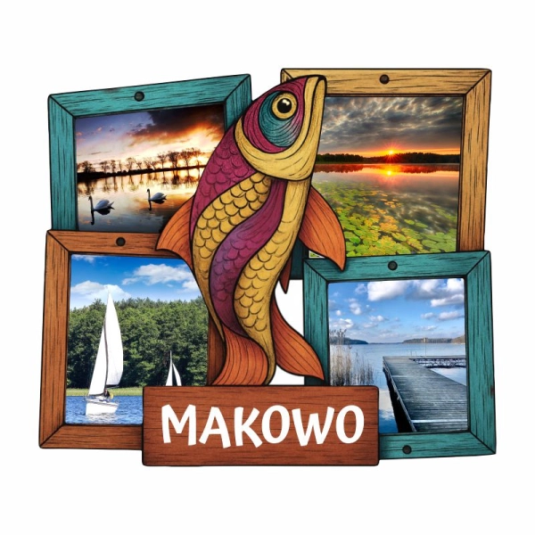 Drewniany magnes mix widoków - ryba