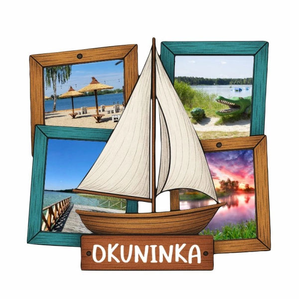 Drewniany magnes mix widoków - żaglówka