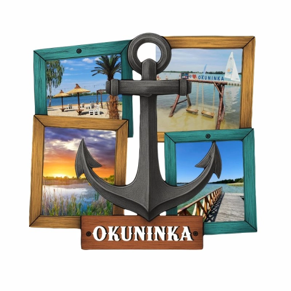 Drewniany magnes mix widoków - kotwica