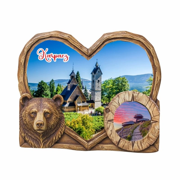 Drewniany magnes drzewny z niedźwiedziem