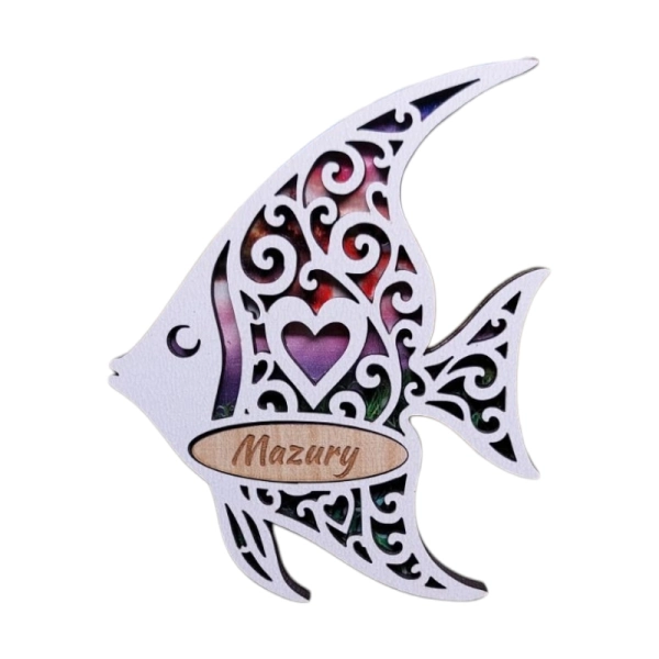 Drewniany magnes Ryba Ażur N2