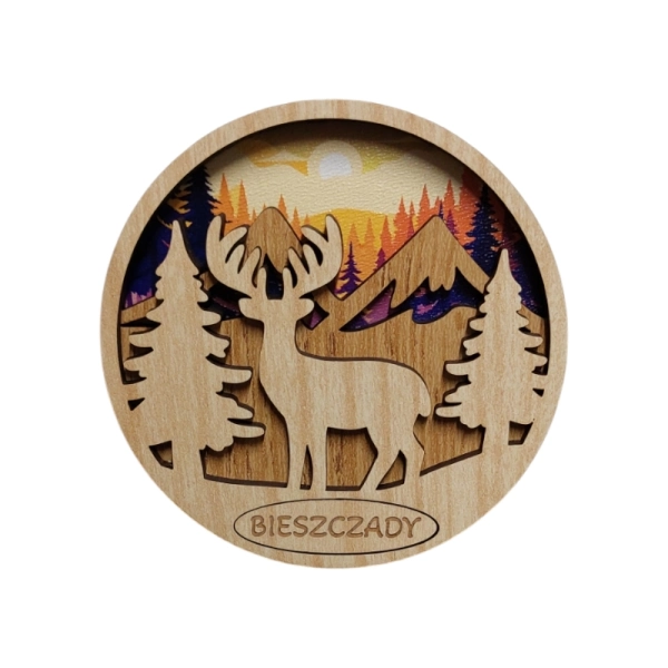 Drewniany magnes 3D UV - jeleń