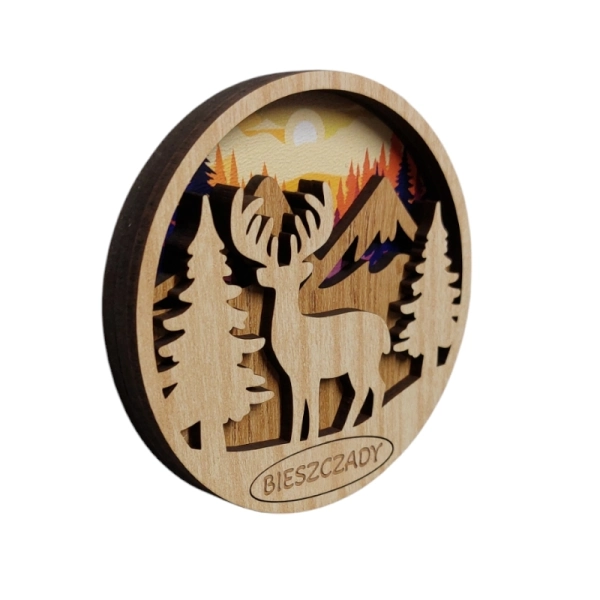 Drewniany magnes 3D UV - jeleń