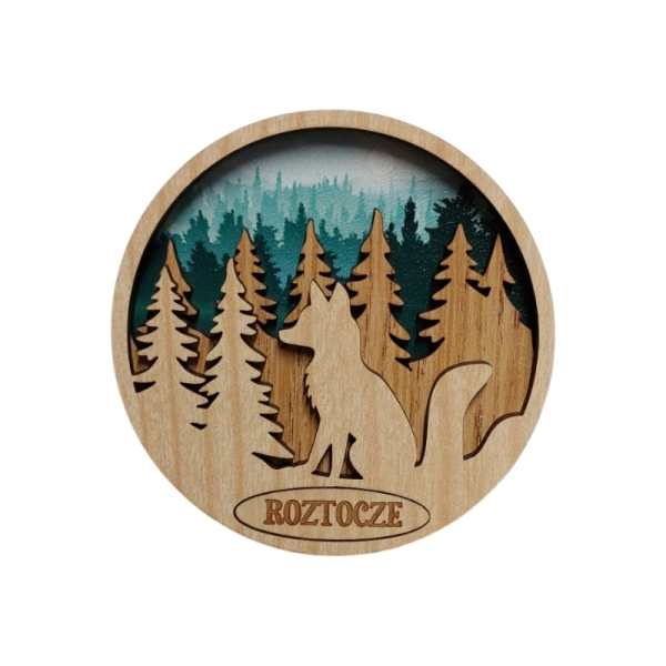 Drewniany magnes 3D UV - lis