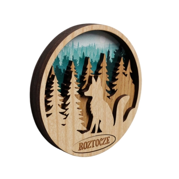 Drewniany magnes 3D UV - lis