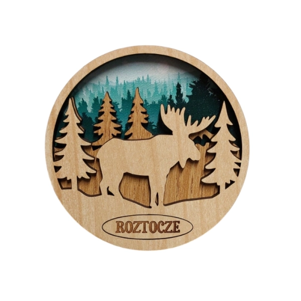 Drewniany magnes 3D UV - łoś