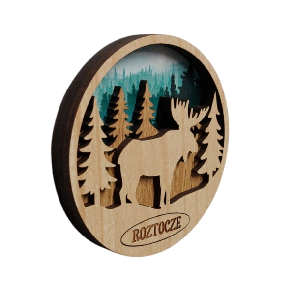 Drewniany magnes 3D UV - łoś