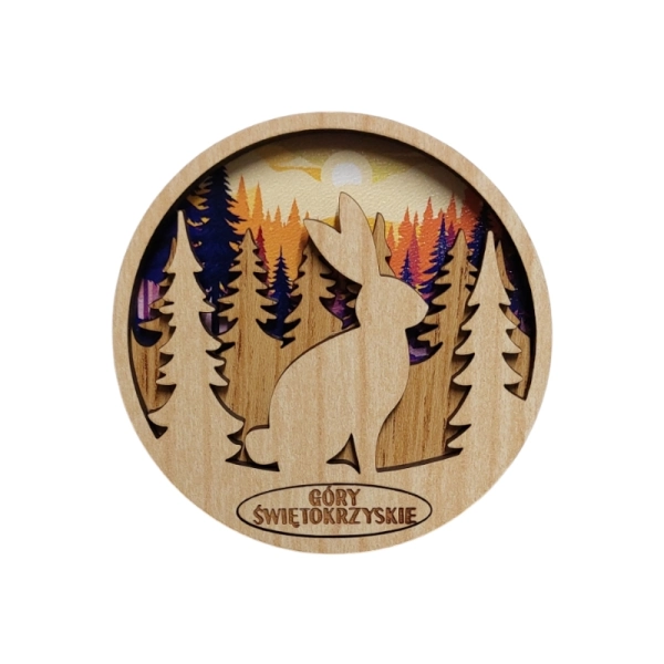 Drewniany magnes 3D UV - zając