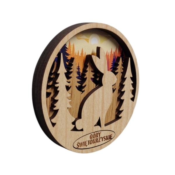 Drewniany magnes 3D UV - zając