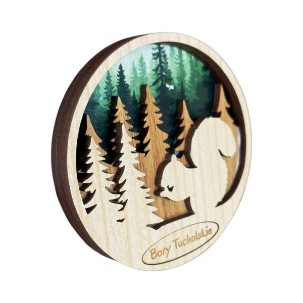 Drewniany magnes 3D UV - Wiewiórka