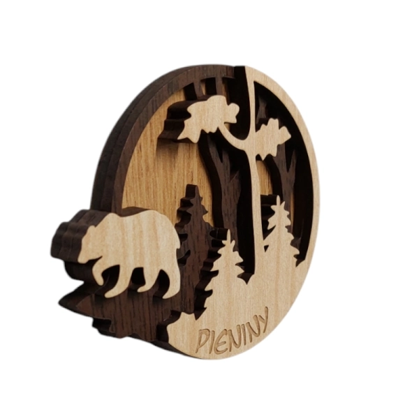Drewniany magnes 3D Niedźwiedź