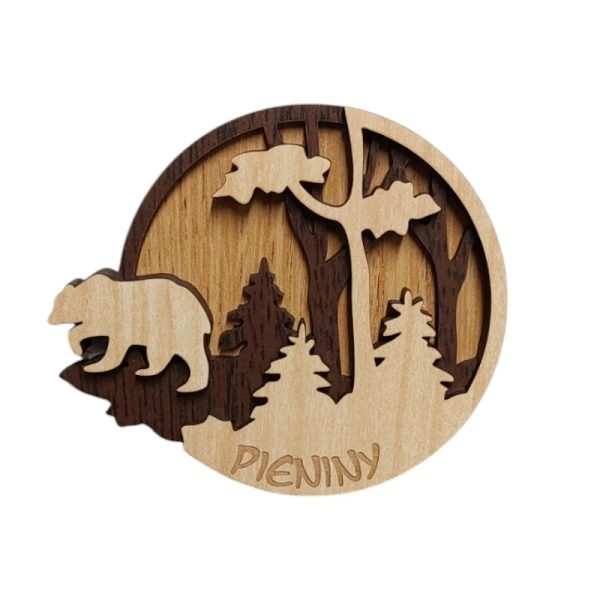 Drewniany magnes 3D Niedźwiedź