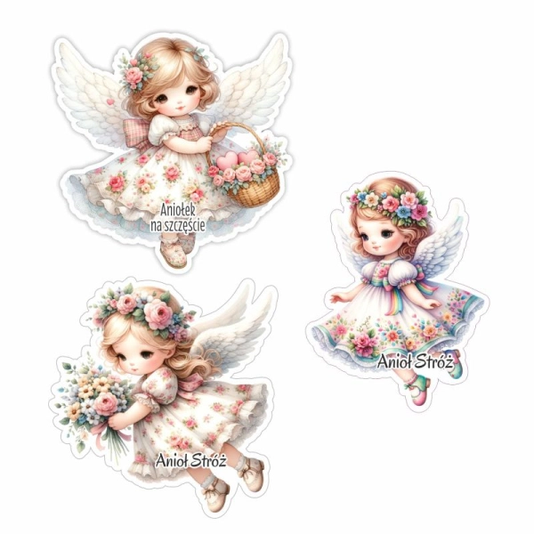 Drewniany aniołek MIX wzorów N1 - magnes