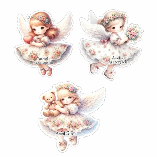 Drewniany aniołek MIX wzorów N2 - magnes