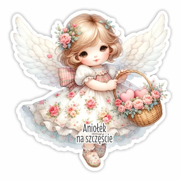 Drewniany aniołek MIX wzorów N1 - magnes