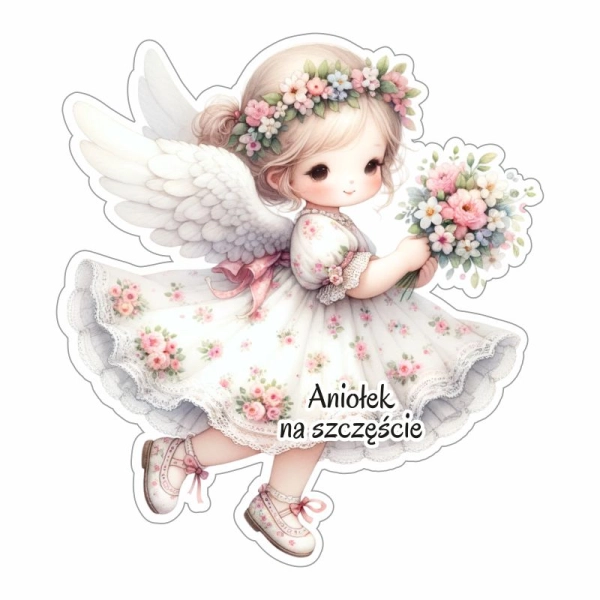 Drewniany aniołek MIX wzorów N2 - magnes