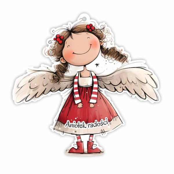 Drewniany anioł zawieszka N1 + sznurek jutowy