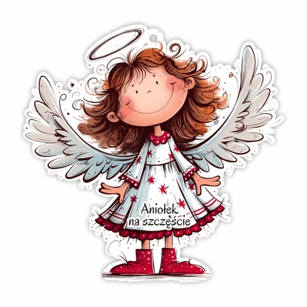 Drewniany anioł zawieszka N2 + sznurek jutowy