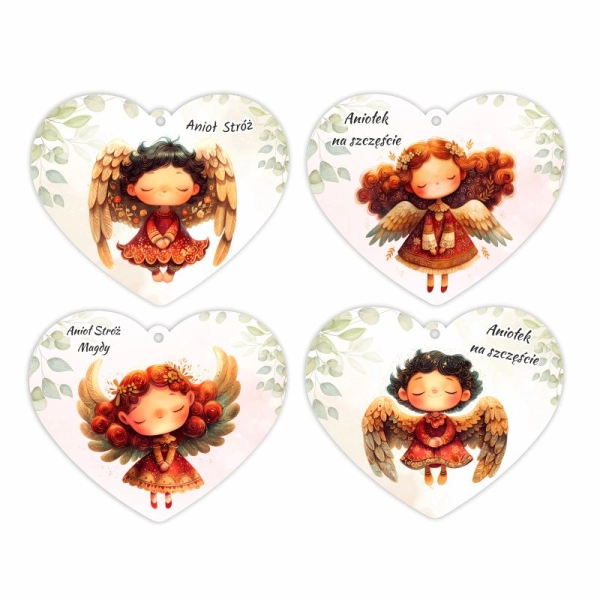 Zawieszka serce z aniołem MIX WZORÓW N2