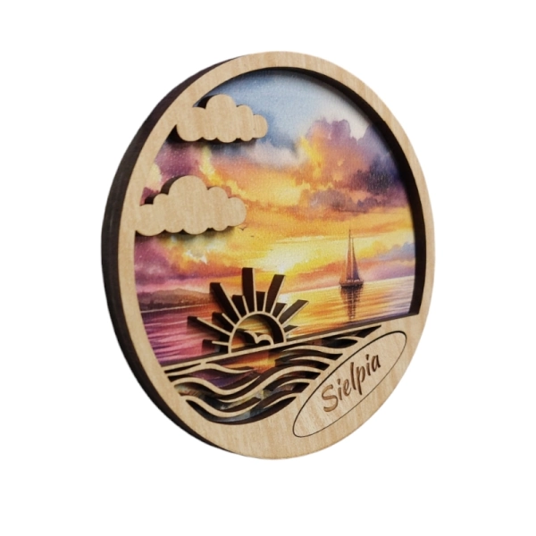 Drewniany magnes 2D Słoneczko