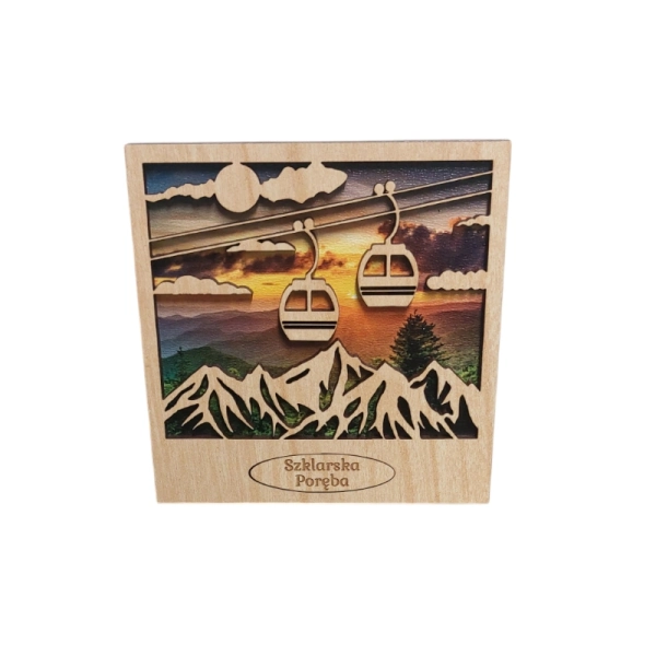 Drewniany magnes Kwadrat Gondola