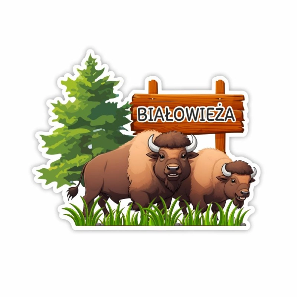 Drewniany magnes Dwa żubry