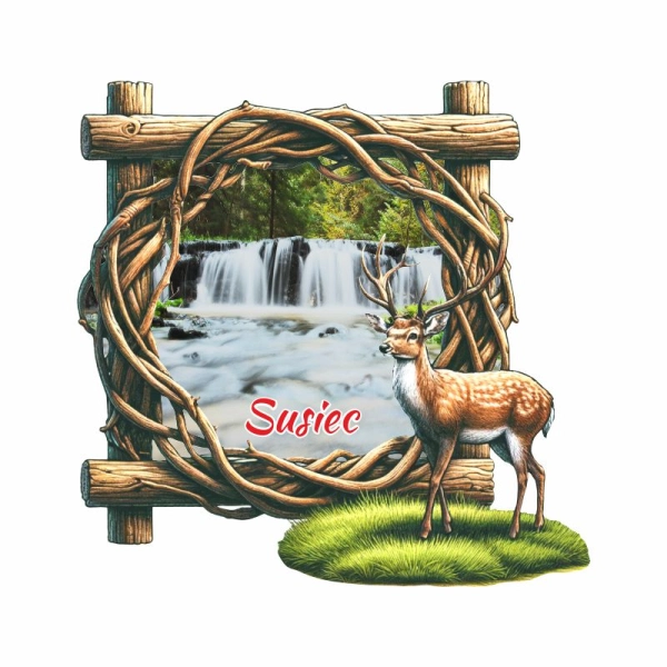 Drewniany magnes Jeleń z ramką