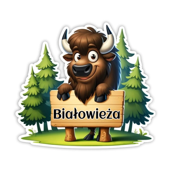 Drewniany magnes Żubr z tablicą